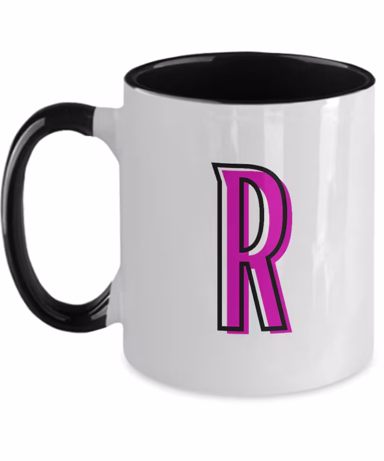 Letter R Coffee Mug - Monogram Initial Cup by Coni Blau