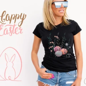 Aesthetic Easter Egg Hunt Black Unisex T-Shirt from Coni Blau Collection