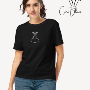 Women’s Organic Ribbed Neck Black T-Shirt by Coni Blau