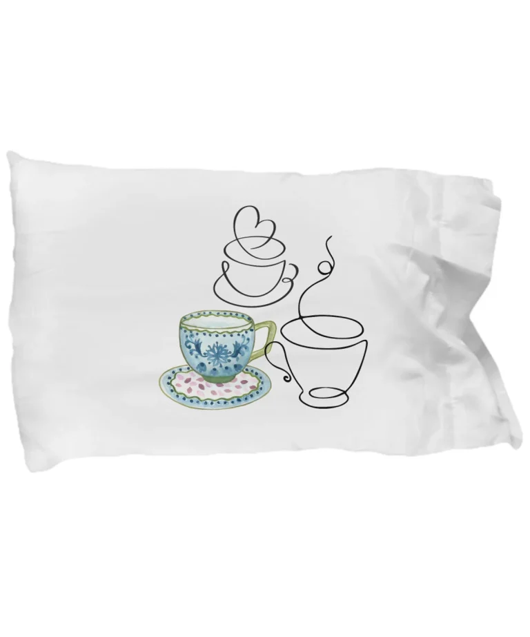 Teapot Collection Pillow Cover from Coni Blau 3 Antique Mugs - Pillow Cover by Coni Blau