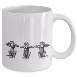 The Wisest Men Funny Monkeys Coffee Three Wise Men Coffee Mug Cup by Coni Blau