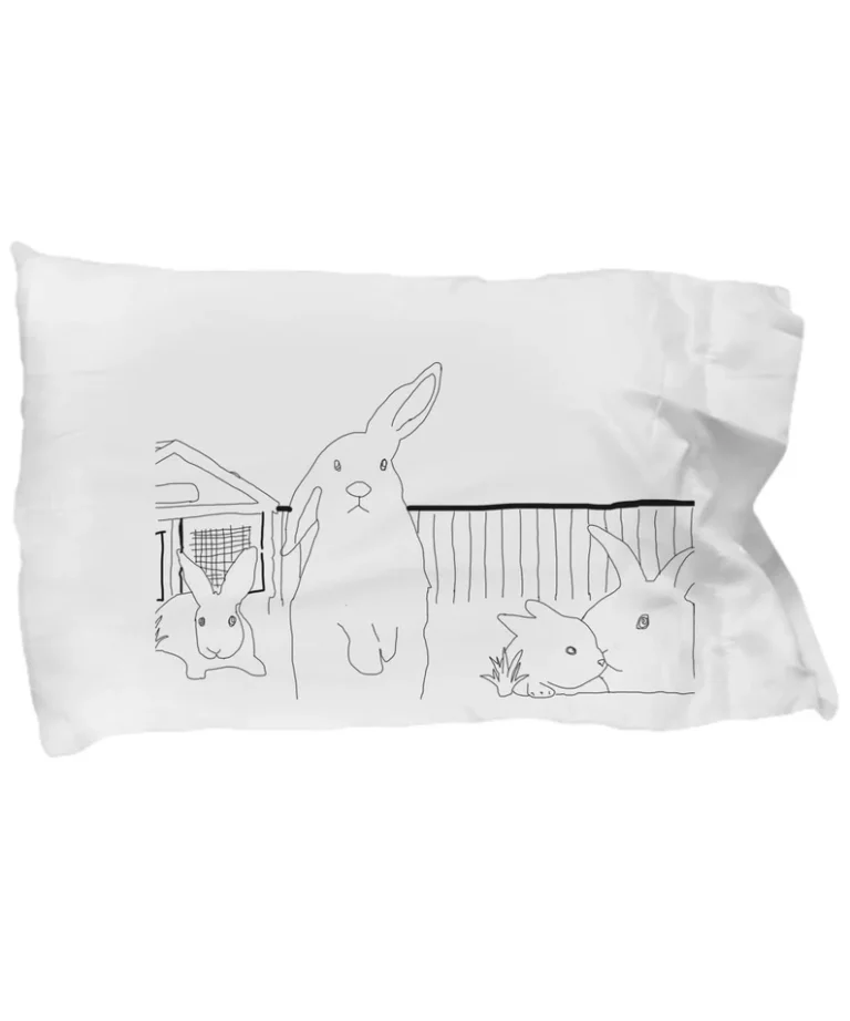 Pillowcase with Four Rabbits in Farm - Pillow Cover by Coni Blau