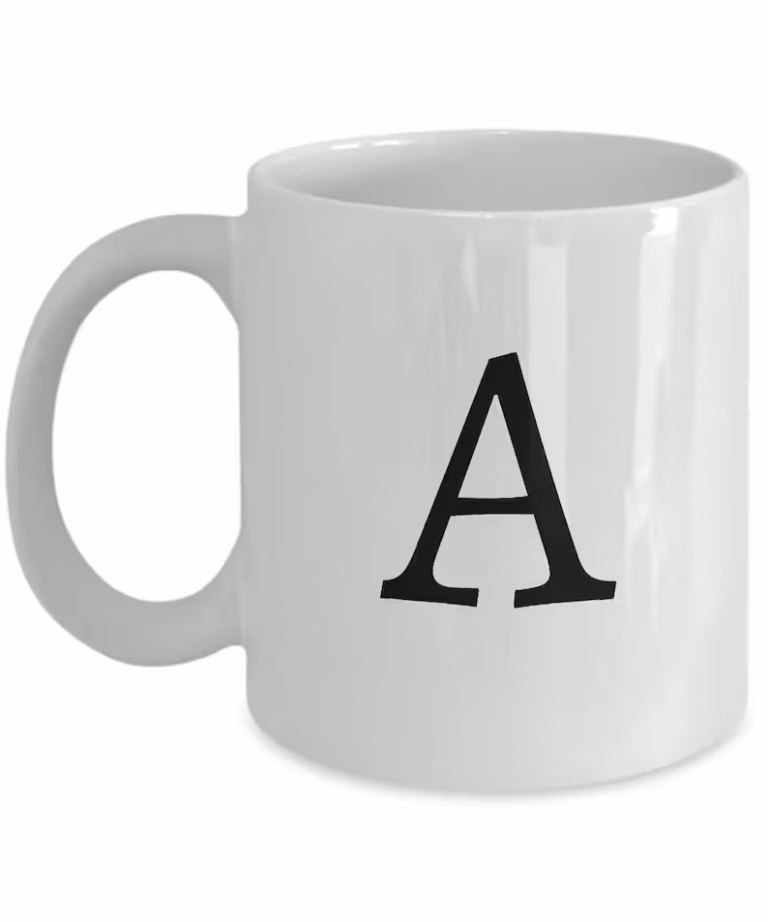 Letter A Coffee Mug - Initial Monogram Cup by Coni Blau