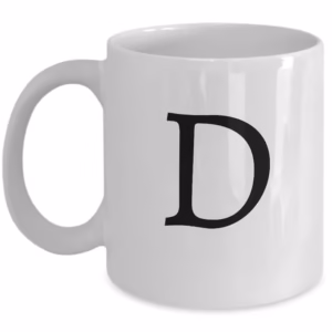 Letter D Coffee Mug - Initial Monogram Cup by Coni Blau