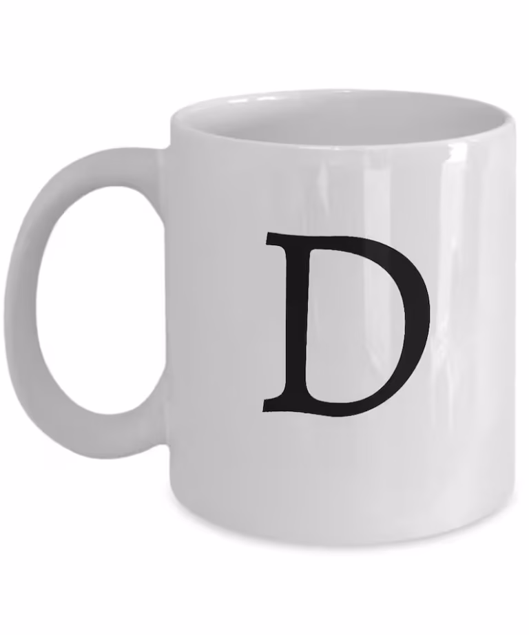Letter D Coffee Mug - Initial Monogram Cup by Coni Blau
