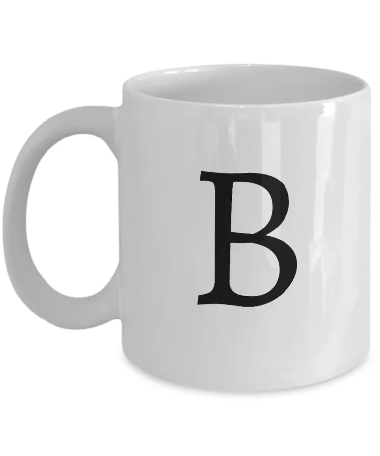 Letter B Coffee Mug - Initial Monogram Cup by Coni Blau
