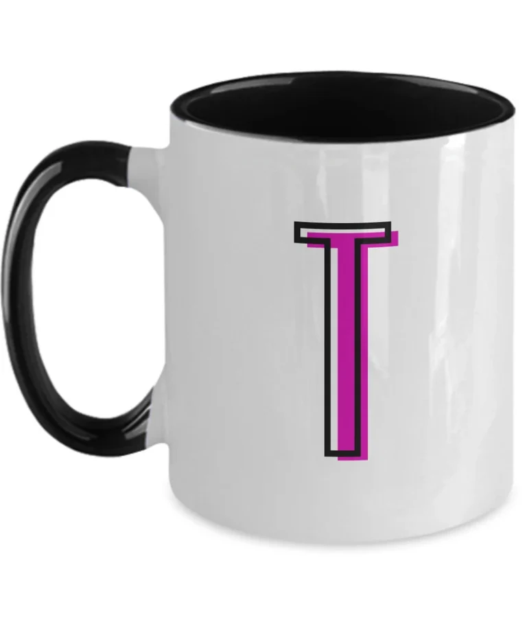 Letter T Coffee Mug - Monogram Initial Cup by Coni Blau