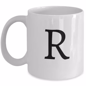 Letter R Coffee Mug - Initial Monogram Cup by Coni Blau