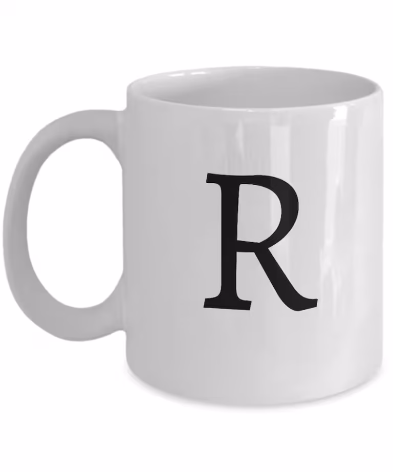 Letter R Coffee Mug - Initial Monogram Cup by Coni Blau