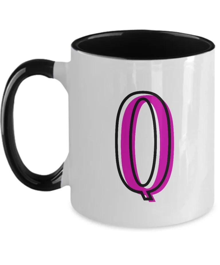 Letter Q Coffee Mug - Monogram Initial Cup by Coni Blau