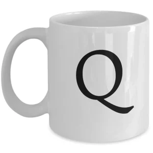Letter Q Coffee Mug - Initial Monogram Cup by Coni Blau