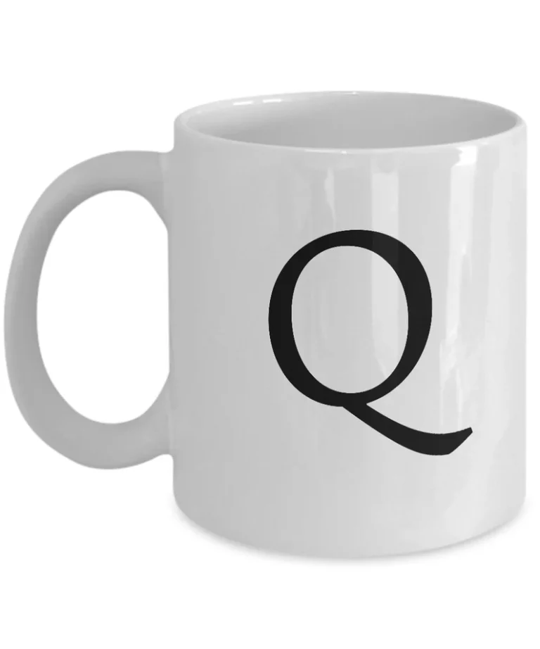 Letter Q Coffee Mug - Initial Monogram Cup by Coni Blau