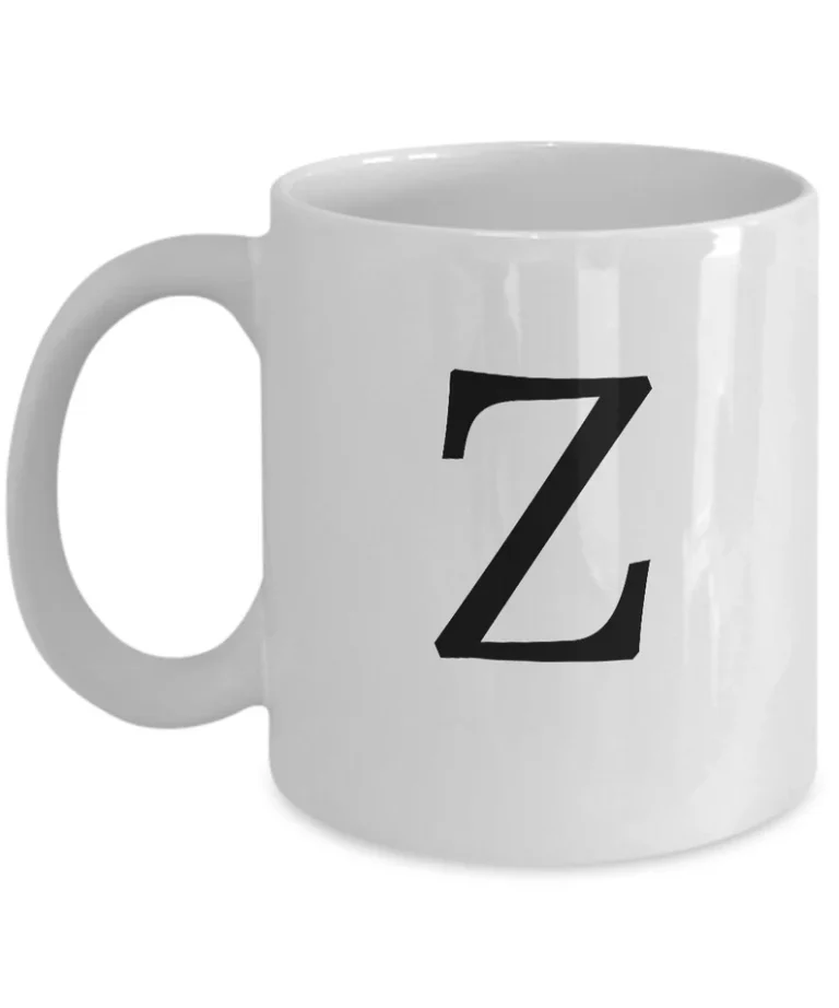 Letter Z Coffee Mug - Initial Monogram Cup by Coni Blau