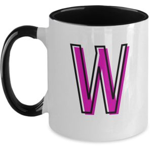 Letter W Coffee Mug - Monogram Initial Cup by Coni Blau