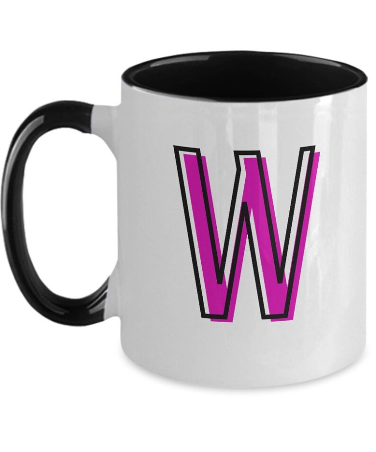 Letter W Coffee Mug - Monogram Initial Cup by Coni Blau