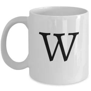 Letter W Coffee Mug - Initial Monogram Cup by Coni Blau