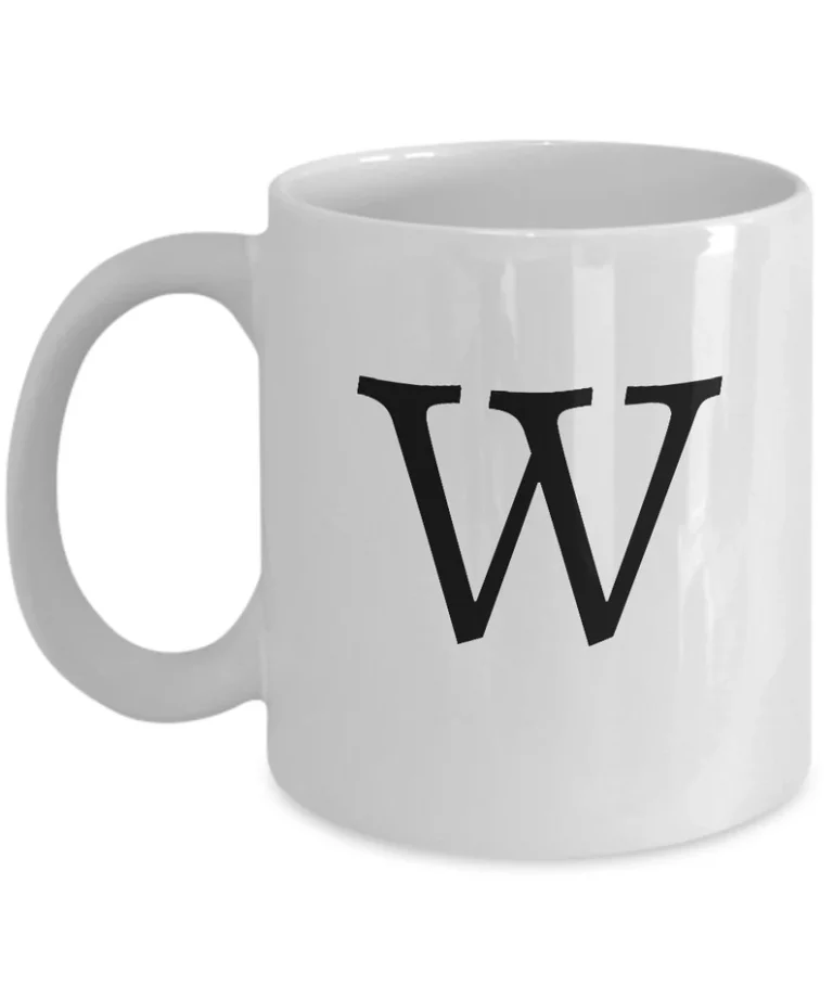 Letter W Coffee Mug - Initial Monogram Cup by Coni Blau