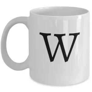 Letter W Coffee Mug - Initial Monogram Cup by Coni Blau