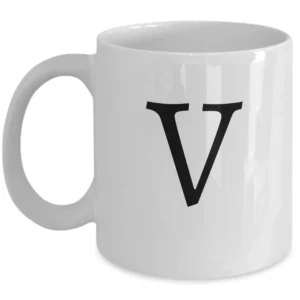 Letter V Coffee Mug - Initial Monogram Cup by Coni Blau