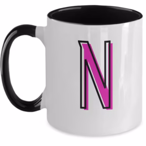 Letter N Coffee Mug - Monogram Initial Cup by Coni Blau