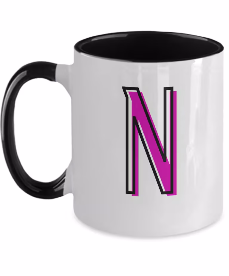 Letter N Coffee Mug - Monogram Initial Cup by Coni Blau