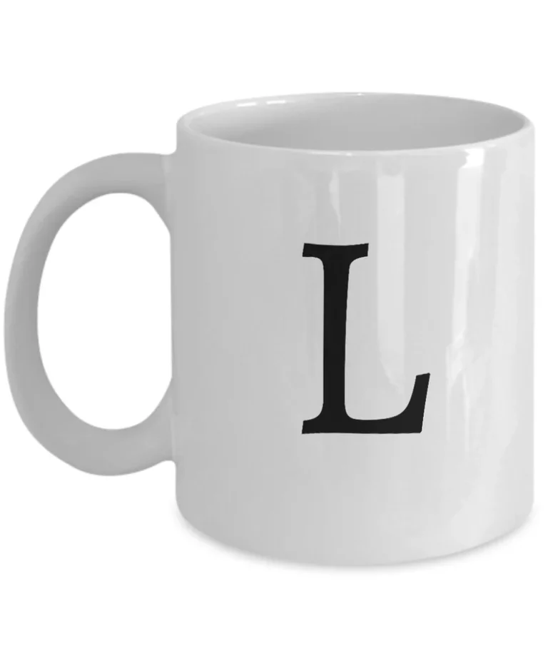 Letter L Coffee Mug - Initial Monogram Cup by Coni Blau