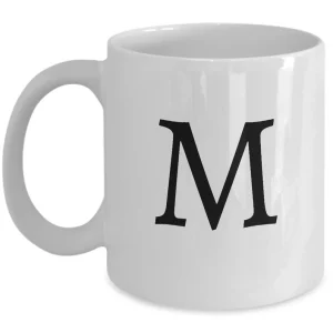 Letter M Coffee Mug - Initial Monogram Cup by Coni Blau