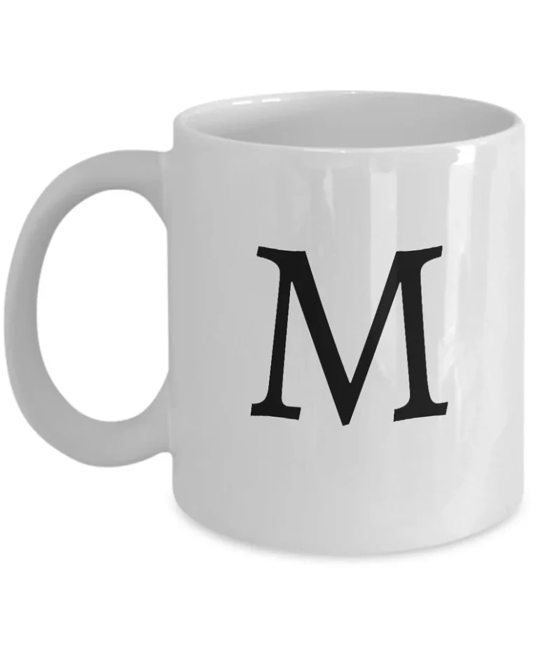Letter M Coffee Mug - Initial Monogram Cup by Coni Blau