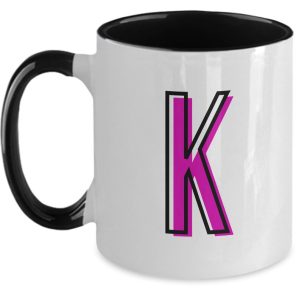 Letter K Coffee Mug - Monogram Initial Cup by Coni Blau