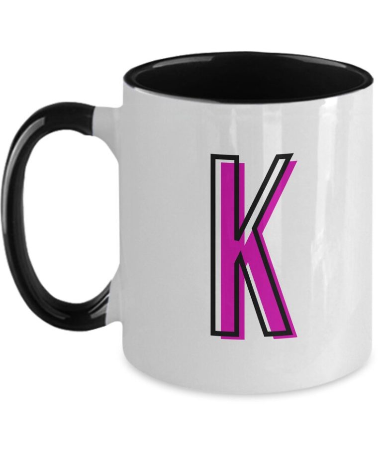 Letter K Coffee Mug - Monogram Initial Cup by Coni Blau