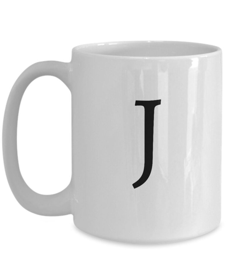Letter J Coffee Mug - Initial Monogram Cup by Coni Blau