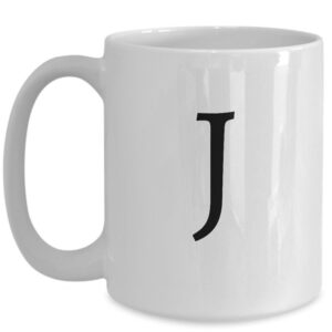 Letter J Coffee Mug - Initial Monogram Cup by Coni Blau