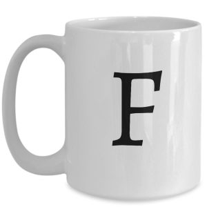 Letter F Coffee Mug - Initial Monogram Cup by Coni Blau