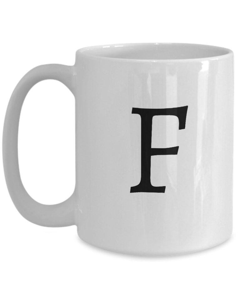 Letter F Coffee Mug - Initial Monogram Cup by Coni Blau