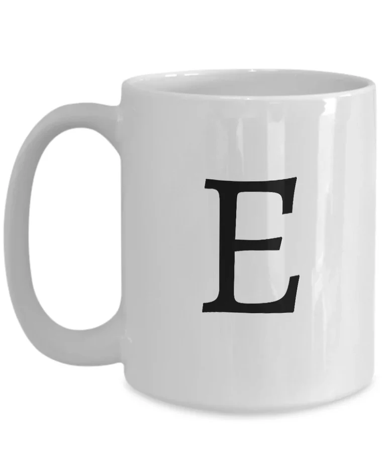 Letter E Coffee Mug - Initial Monogram Cup by Coni Blau