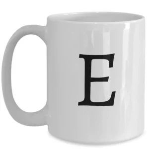 Letter E Coffee Mug - Initial Monogram Cup by Coni Blau