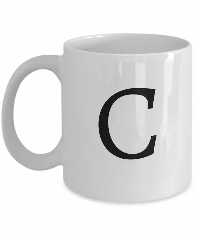 Letter C Coffee Mug - Initial Monogram Cup by Coni Blau