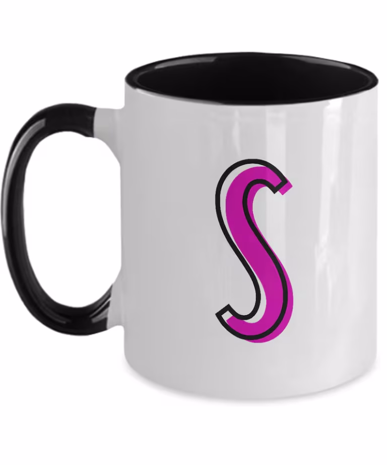 Letter S Coffee Mug - Monogram Initial Cup by Coni Blau