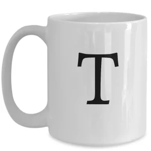 Letter T Coffee Mug - Initial Monogram Cup by Coni Blau