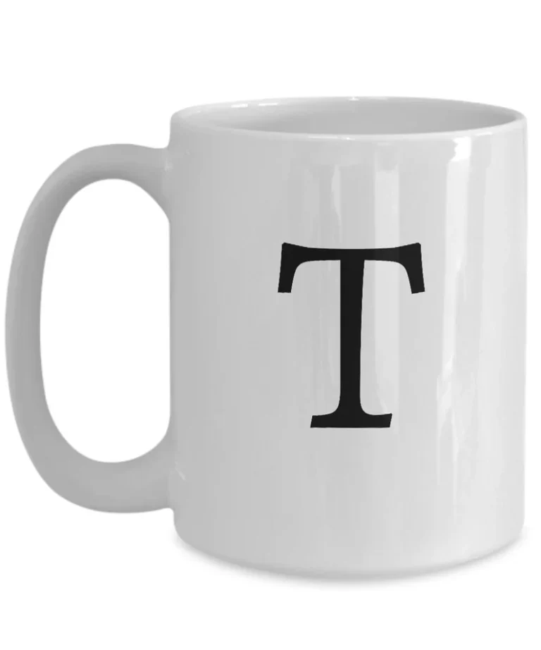 Letter T Coffee Mug - Initial Monogram Cup by Coni Blau