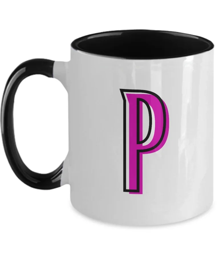 Letter P Coffee Mug - Monogram Initial Cup by Coni Blau