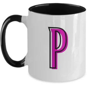 Letter P Coffee Mug - Monogram Initial Cup by Coni Blau