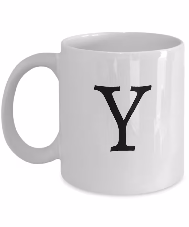 Letter Y Coffee Mug - Initial Monogram Cup by Coni Blau