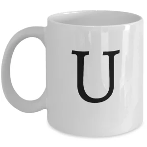 Letter U Coffee Mug - Initial Monogram Cup by Coni Blau