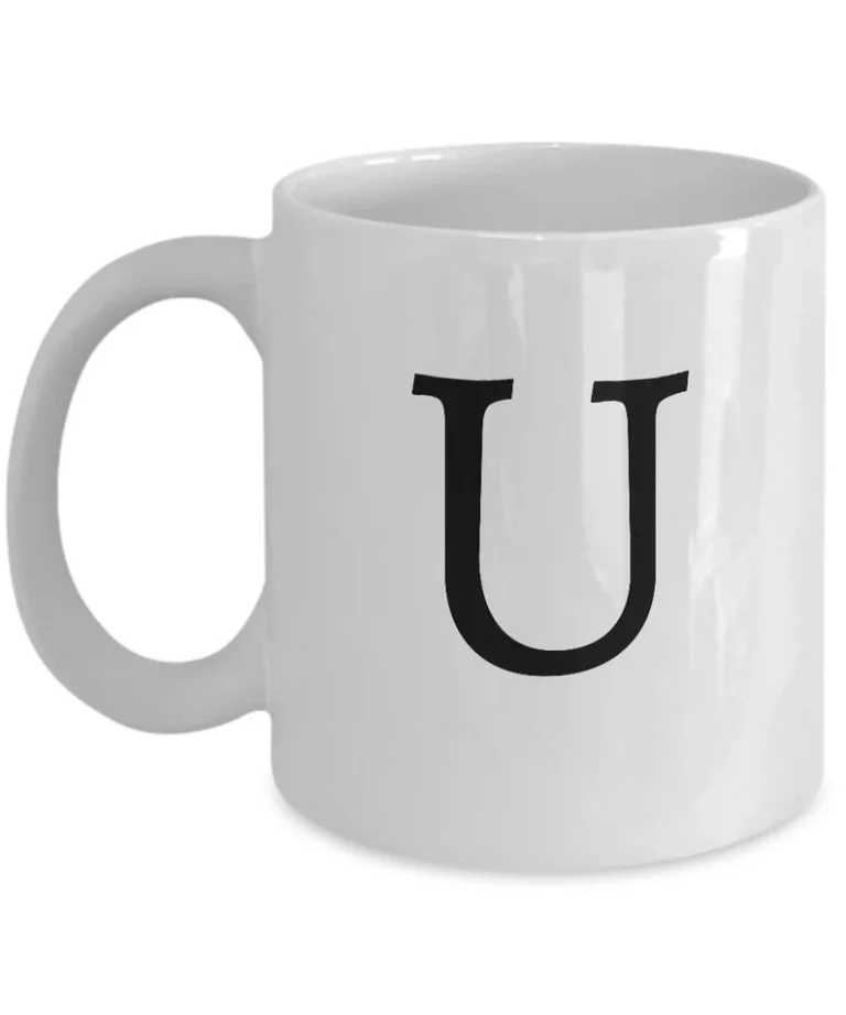 Letter U Coffee Mug - Initial Monogram Cup by Coni Blau