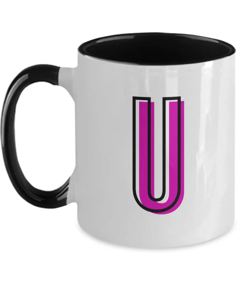 Letter U Coffee Mug - Monogram Initial Cup by Coni Blau
