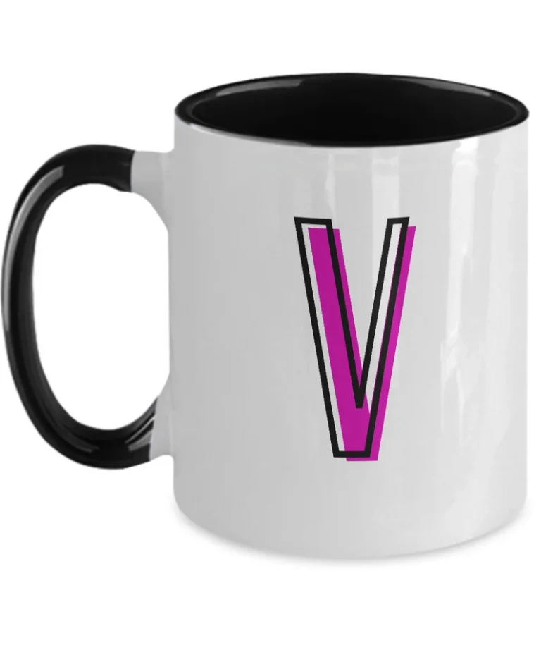 Letter V Coffee Mug - Monogram Initial Cup by Coni Blau