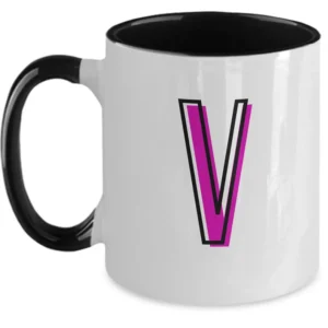 Letter V Coffee Mug - Monogram Initial Cup by Coni Blau