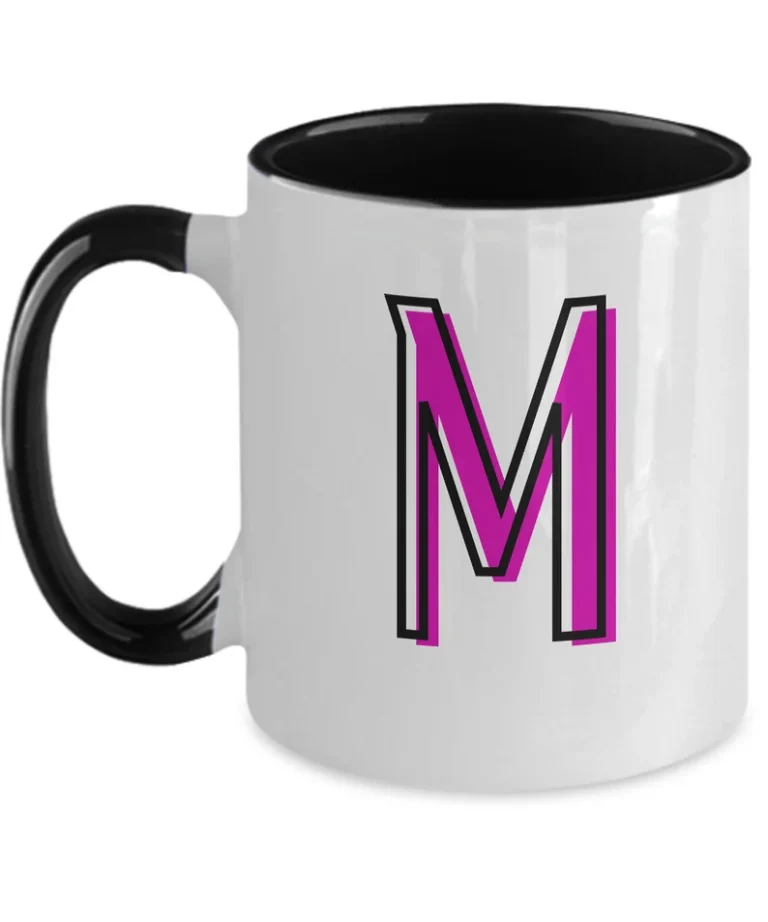 Letter M Coffee Mug - Monogram Initial Cup by Coni Blau