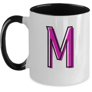 Letter M Coffee Mug - Monogram Initial Cup by Coni Blau